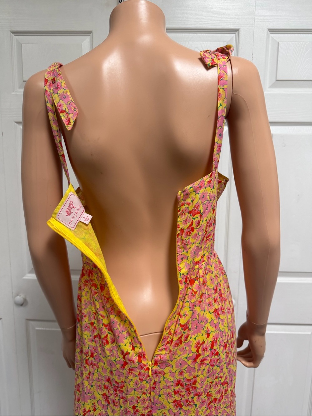 Banjanan Pink and Yellow Floral Tie-Front Maxi Dress Women’s Size Small - Picture 10 of 15